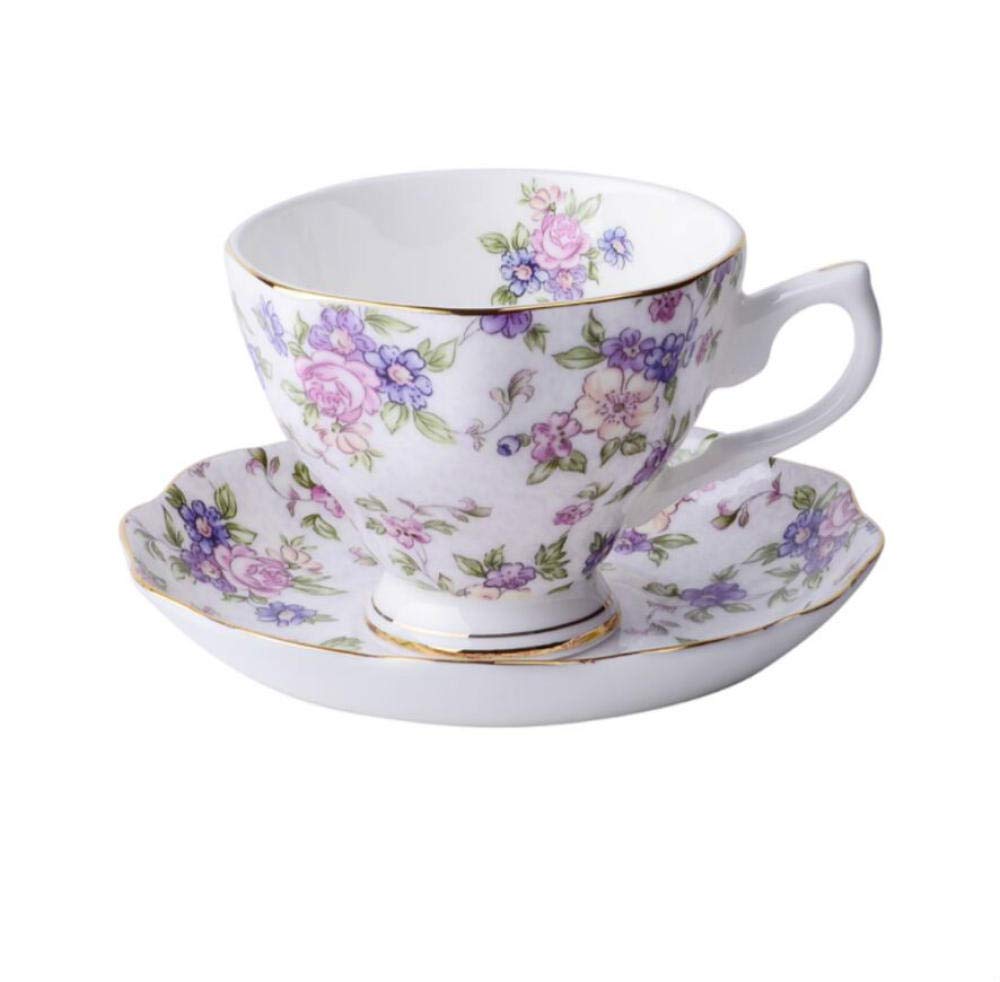 Ensemble de Tasses à thé en Relief avec cuillère et Soucoupe Tasses à Cappuccino en Porcelaine Ensemble de Tasses à café Blanches de 7 oz