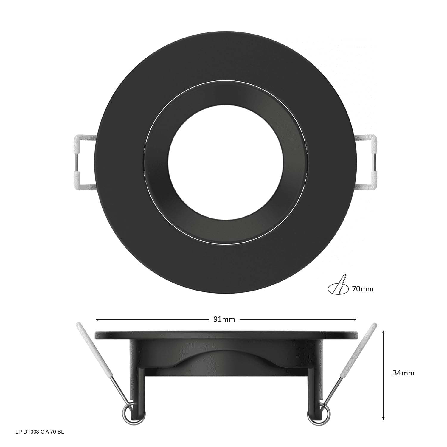 TRAXON LUXPOINT® Aro Circular Orientable DT003 para Bombilla LED GU10 Marco de Bombilla Aluminio Corte Techo Ø70mm (Negro, Pack 10 und)