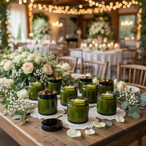 Image of Norme 24 Pcs 4 oz Glass Jars with Lids Cosmetic Jars, Olive Green