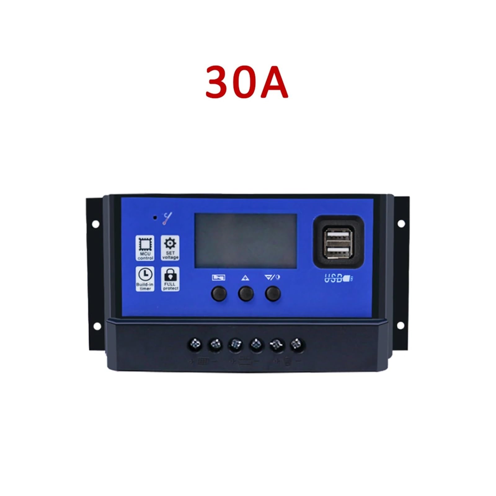 Regolatore Solare PWM da 10A, 20A, 30A, Display LCD, Caricabatterie Fuori Rete con Porta USB, Regolatore da 12 A 24 V, Elettrodomestici(30A)