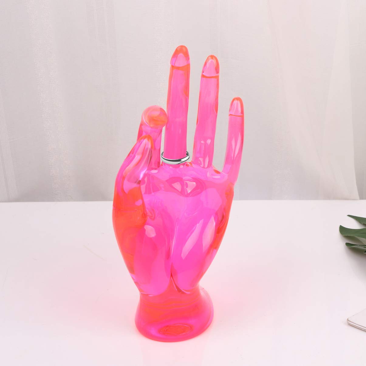 TOPBATHY Finger Jewelry Holder Ring Display Stand Hand Form Jewelry Display Bracelet Ring Watch Stand Support Holder Organizer (Pink)