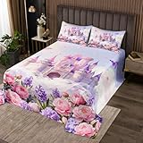 Homemissing Castle Bettüberwurf Bowknot Wohndecke für Jungen Mädchen Prinzessin Dekor Tagesdecke 170x210cm 2Stück Märchen Prinzessin Zimmerdekor Violett