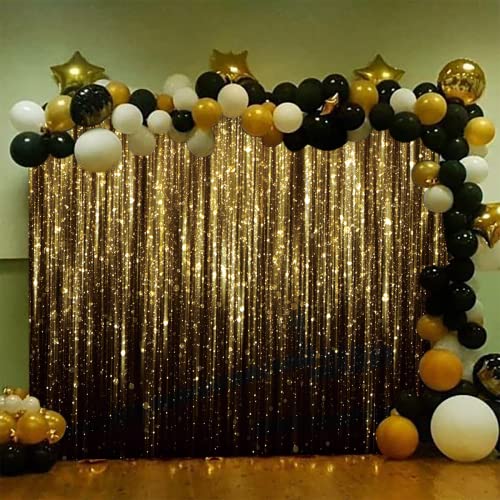 Golden Streamer Flash Party Photo Backdrop Black Gold Backdrop for Adult Kids Baby Shower Decor Supplies Photography Background - Image 9