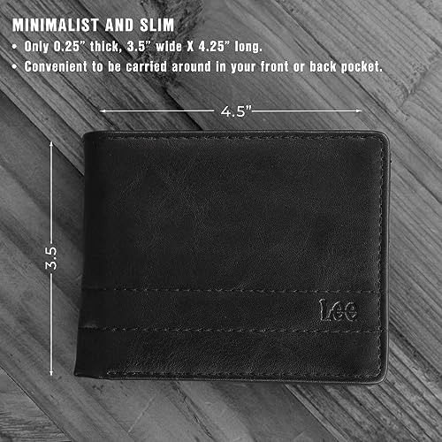 Lee Men’s Bifold Extra Capacity Wallet Casual Everyday Minimalist Cash and Card Holder with Flip ID Window Pass Case (Black)3