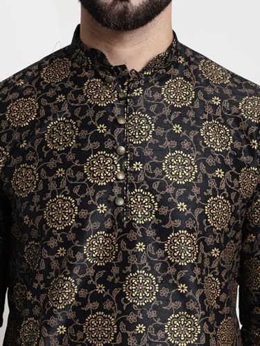 Image of Sojanya (Since 1958 Men'S Silk Blend Kurta Pyjama & Nehru Jacket Combo
