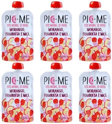 Kit com 6 Purê de Frutas Sem Adição de Açúcares Sabor Morango, Fr...