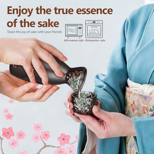 Juego de sake japonés para servir bebidas con estilo retro y decorar salones o bares 4