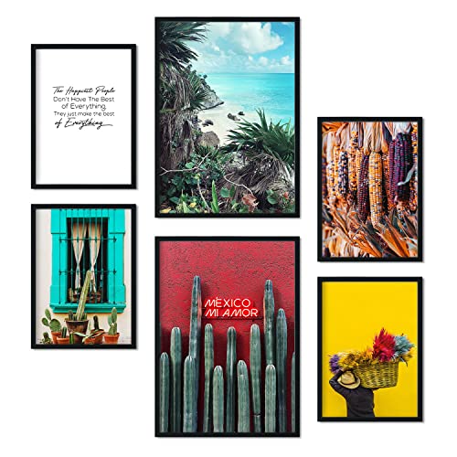 Nacnic, 6 sets of photography Prints Mexico in colour, Artistic and modern printing poster to frame, Mural Decoration