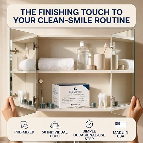 Image of Alpine Blanc Tooth Polish Cups, Mint Flavored - Professional Teeth Polishing Paste for a Smooth, Fresh Dental-Clean Feel - 50 Count