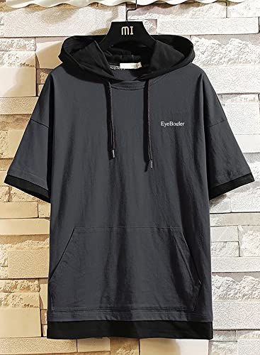 Image of EYEBOGLER Men's Trendy Hooded Neck Half Sleeves Solid T-Shirt