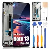 Display LCD per Redmi Note 13 Pro+ 5G Schermo LCD per Xiaomi Redmi Note13 Pro Plus 5G 23090RA98C 6,67" Incell Touch Screen Assembly con Riparazione (Nero con Telaio, Senza Fingerprint Unlocking)