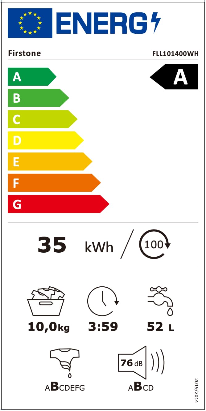 FIRST ONE FLL101400WH Lave-linge frontal 10 Kg 1400 tr/mn 16 programmes Eco Intensif Rapide