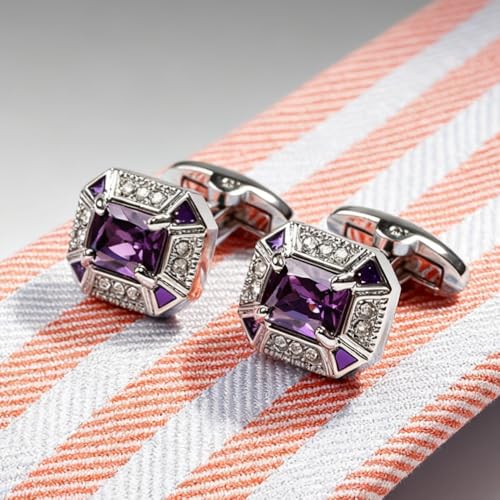 Set de Mancuernas para Hombre, Cristal Rectangular Morado miniatura 4