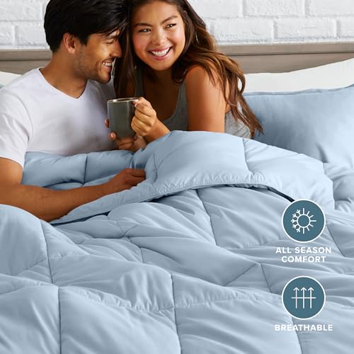 Image of Bare Home Comforter Set - Oversized King Size - Ultra-Soft - Goose Down Alternative - Premium 1800 Series - All Season Warmth (Oversized King, Dusty Blue)