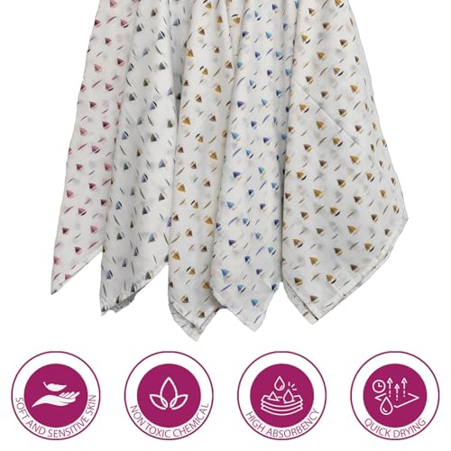 Image of TRANCE Home Linen Super Soft Cotton Malmal Swaddle Cloth | Single Layer Swaddle Wrap | Multipurpose Baby Blanket (100x100 cm, White Boats, Pack of 5)