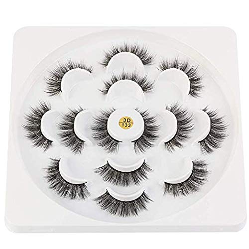 MAANGE Fake Eyelashes 3D Handmade False Eyelashes Thick Crisscross False Lashes Fluffy Long Soft Reusable 7 Pair Pack