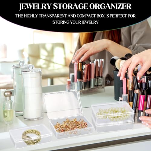 Image of Small Plastic Containers, 18 Pack Clear Plastic Storage Containers, Modern Style, Arts & Craft Storage Boxes, 4.5 x 3.37 x 1.12 Inch