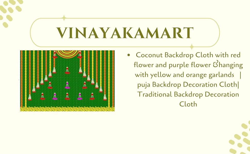 Image of Coconut backdrops Cloth for decorationss | varalakshmi Backdrop | Coconut backdrops| Pooja Backdrop Decoration Cloth (8X8 FEET) |Back Drop Cloth for Decoration | varlaxmi puja Decorations Cloths