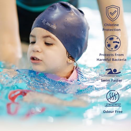JIMJOOS Kids Swimming Cap 3-14 Years, Silicone Swim Cap for Boys & Girls, Anti-Slip, Stretchable, Waterproof Swimming Hat - Image 4
