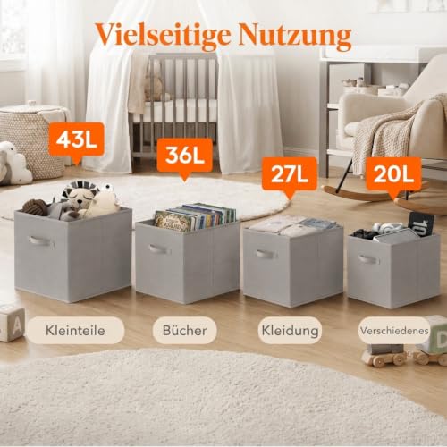 Lifewit 16 Stück Aufbewahrungsbox aus Stoff, Faltbar Aufbewahrungswürfel Kallax Boxen Aufbewahrung aus Vliesstoff mit Griff für Würfelregal… – Ansicht 5