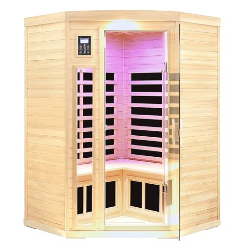 Far Infrared Wooden Sauna Room, 2-3 Person Home Sauna, Canadian H...