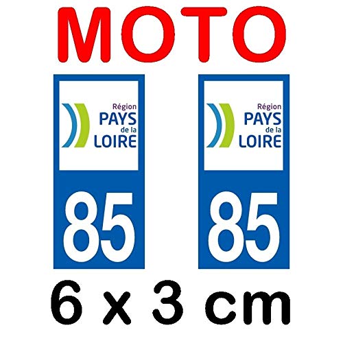 Autocollant plaque immatriculation moto dpt 85 Vendée