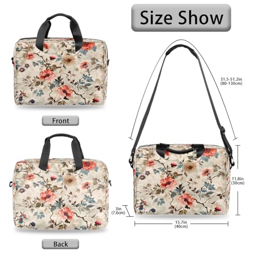 Bolso retro floral para laptop 16 pulgadas impermeable miniatura 6