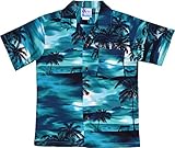 RJC Boy's Waimea Sunset Hawaiian Shirt Turquoise 8