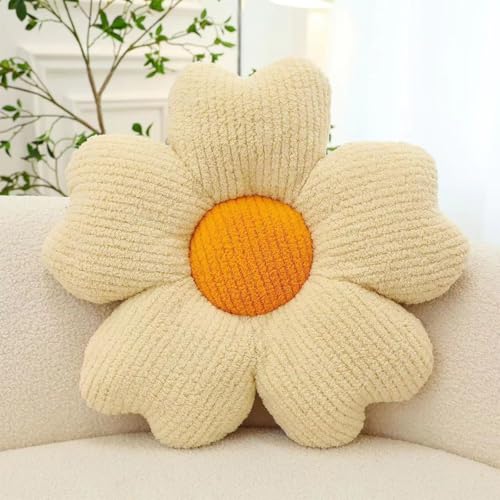 UKadou Flower Pillow Flower Shaped Seat Cushion 19.7In White Flower Floor Pillow Home Decoration Plush Sofa Cushion (White)