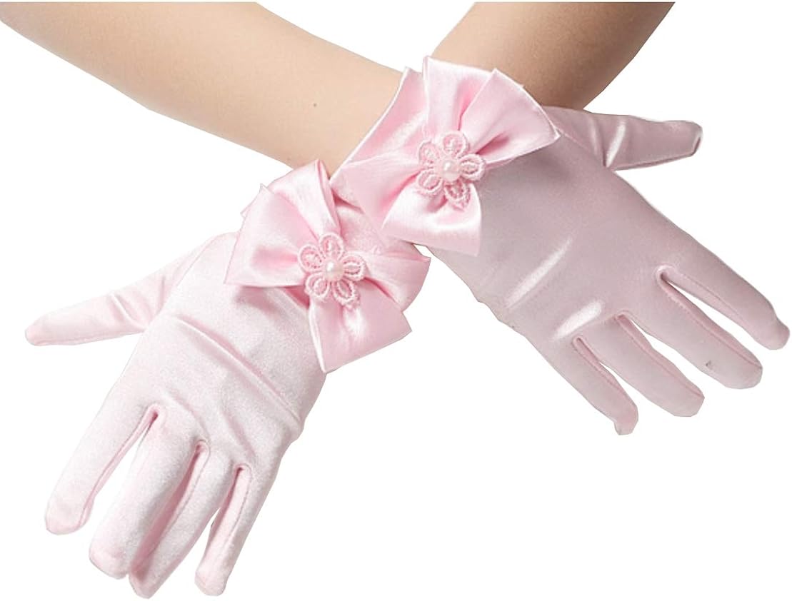 Tandi Girls Gorgeous Satin Fancy Gloves for Special Occasion Dress Formal Wedding Pageant Party Short: Clothing, Shoes & Jewelry