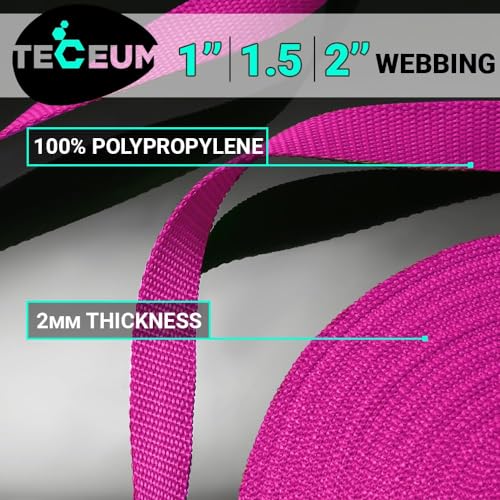 Image of TECEUM 3 /4 inch & 5 /8 inch & 1 inch & 1.5 inch & 2 inch Webbing - 10 25 50 Yards - 40+ Colors - Heavy Duty 1 Inch 1.5 Inch 2 Inch Backpack Straps - Webbing for Outdoors Indoors Crafting DIY