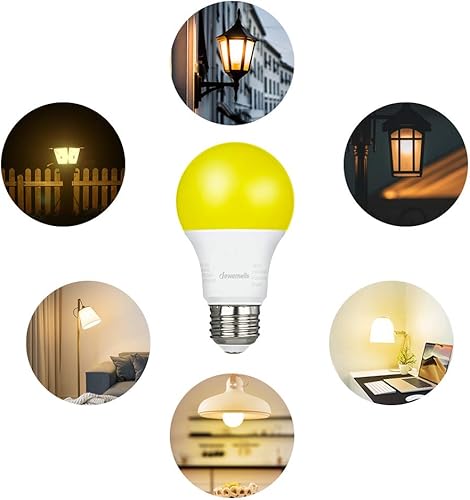 Miniatura 6 de DEWENWILS Bombillas LED para exteriores, bombilla amarilla A19, 9 W (equivalente a 60 W), 600 LM, brillo ámbar de 2400 K, no regulable, base de