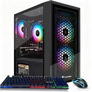 STGAubron Computadora de escritorio para videojuegos, Intel i7 Xeon E5 3.0GHz, Radeon RX 550 4G, 16 GB de RAM, 512 GB SSD, WiFi 6, BT 5.0, ventilador RGB x3, Windows 11 Home