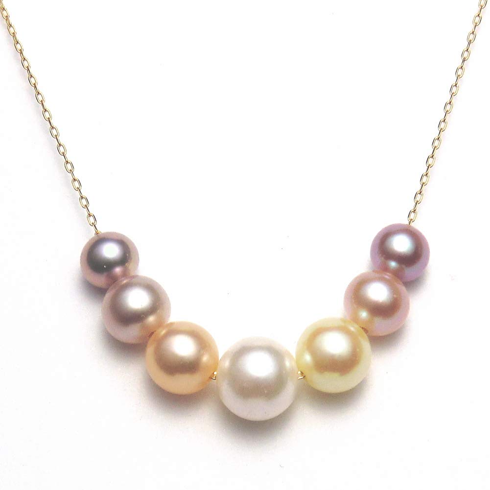 アコヤスルーネックレス7.0-7.5mmマルチカラーシルバー製チェ ーン