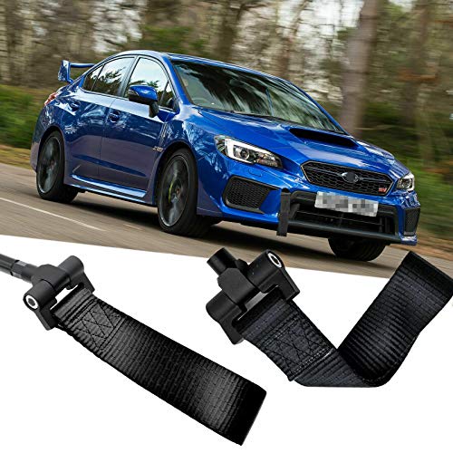 Xotic Tech Black JDM Style Track Racing Towing Strap w/Tow Hole Adapter Compatible with Subaru BRZ WRX STi Impreza Legacy