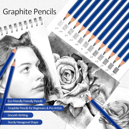 Image of Amazon Brand - Umi 33 Pcs Drawing Pencils Shading Pencils Set Drawing Kit Sketching Kit Sketch Pencils Set,Ink Color-Black