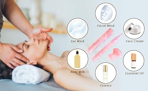 Ccbeauty Handmade Gua Sha Scraping Massage Tools Natural Stone Rose Quartz Guasha Mushroom Board, Massage Wand For Acupuncture Therapy Stick Point Treatment Mother's Day Gift Set, 3 Pcs #TOP4