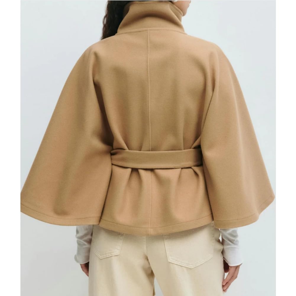 Generisch Poncho à manches chauve-souris pour femme - Manteau d'hiver épais et chaud - Rétro - Élégant - Manteau court