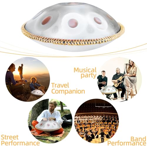 Handpan - Batteria per principianti, strumento a percussione in acciaio con custodia morbida, bacchette, supporto e panno antipolvere, ideale per gli amanti della musica e gli artisti