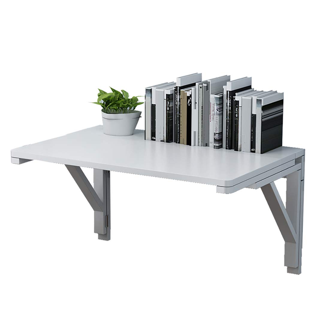 Bureau mural pliable en bois massif gain de place pour ordinateur