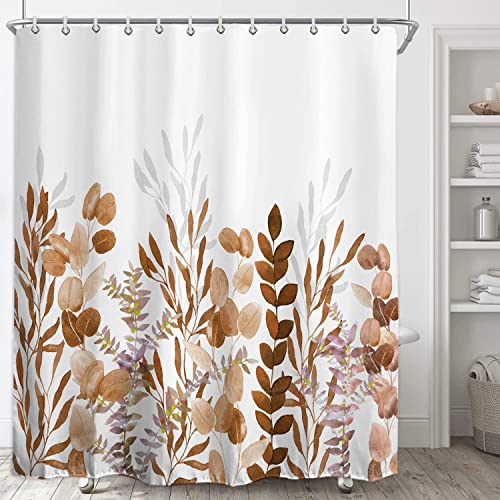 Baccessor Fall Watercolor Leaves Shower Curtain Set Autumn Brown Botanical Eucalyptus Plant Nature Thanksgiving Bathroom Bathtubs Decor Easy Care Washable Durable Polyester Fabric 72 x72 Inch Baccessor Fall Watercolor Leaves Shower Curtain Set Autumn Brown Botanical Eucalyptus Plant Nature Thanksgiving Bathroom Bathtubs Decor Easy Care Washable Durable Polyester Fabric 72 x72 Inch