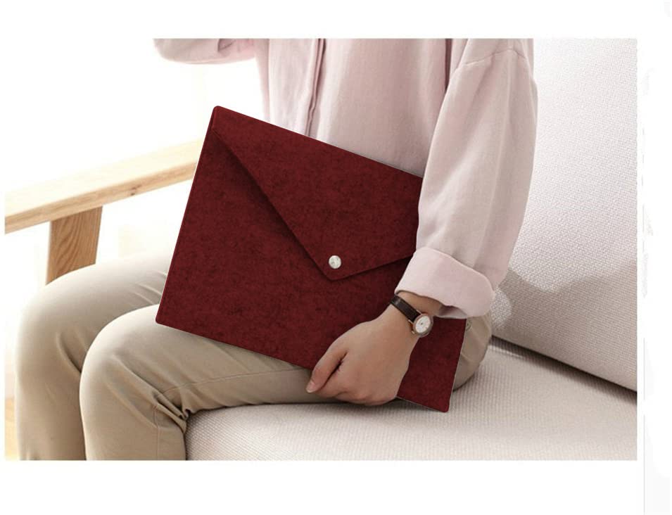 Image of GREENSHEEP Felt Document Folders - Portable File Holder Document Organizer with Button Closure for Office, School, Stationery, Pack of 2 (Red and Dark Grey)