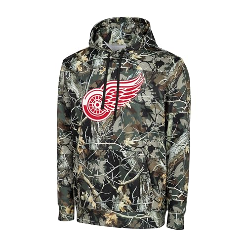 FOCO NHL Mens Official Hunter Camo Primary Logo Performance Pullover Hoodie Sweatshirt (US Alpha Large Regular Regular Detroit Red Wings - Hunter Camo)