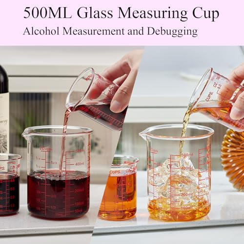 Image of High Borosilicate Glass Measuring Cup Set-V-Shaped Spout,Includes 250ml(8OZ), 500ml(16OZ), and 1000ml(32OZ) Glass Measuring Beaker for Kitchen or Restaurant, Easy to Read
