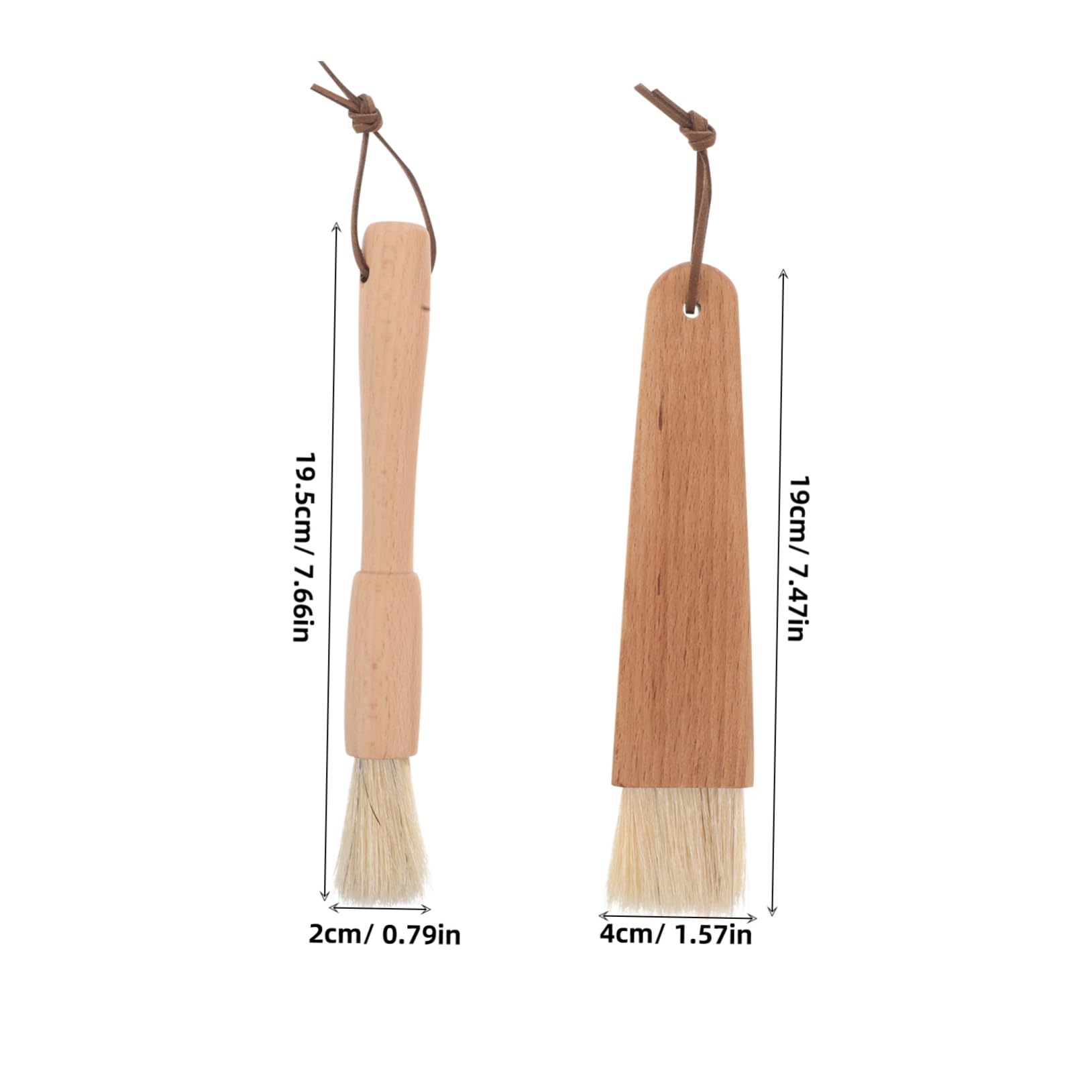 Lot de 2 pinceaux à badigeonner pour pâtisserie, huile, poils de sanglier, brosse alimentaire pour barbecue, brosse de cuisine avec manche en bois de hêtre, brosse à beurre pour étaler le beurre