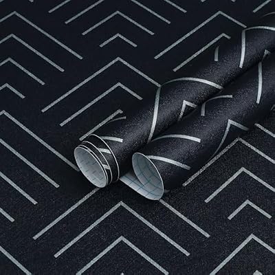 Heroad Peel and Stick Wallpaper Navy Blue Wallpaper Geometric Wallpaper Dark Blue and Light Blue Contact Paper Self Adhesive Removable Wallpaper for Cabinets Waterproof Thicken Vinyl 78.7"x17.3"