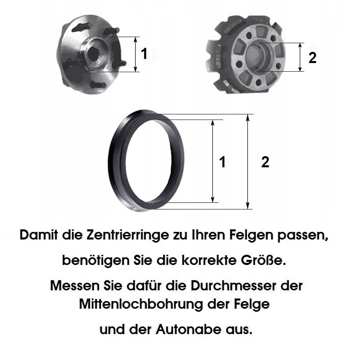 4 x ZENTRIERRINGE DISTANZRING für ALUFELGEN FZ60 66,6-57,1 mm CMS, DBV, Proline Wheels, Schmidt Revolution