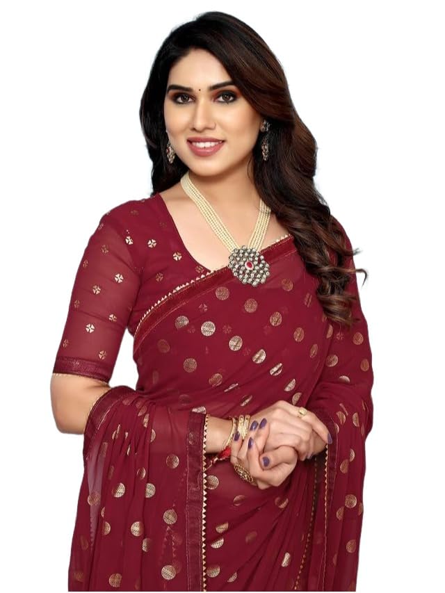 siril Women's Georgette Foil Printed Saree With Unstitched Blouse Piece-picture-35