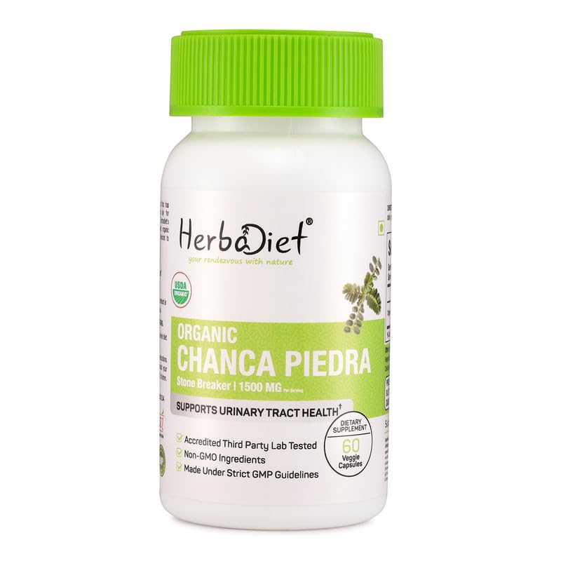 Herbadiet Organic Stone Breaker Chanca Piedra 400mg Capsules | Kidney Cleanse, Stone Crusher, Gallbladder Support Formula