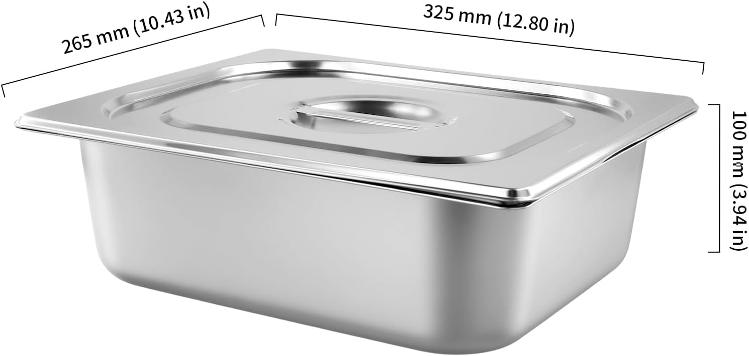 HOIGON 4 Pack Half Size Steam Table Pans with Lids, 4 Inch Deep Stainless Steel Hotel Pans for Buffet, Restaurants, Catering - Image 2